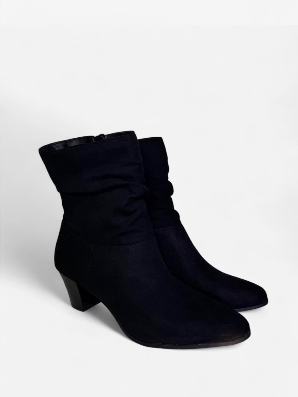 Style & Co. Black Suede Mid-Heel Slouch Ankle Boots